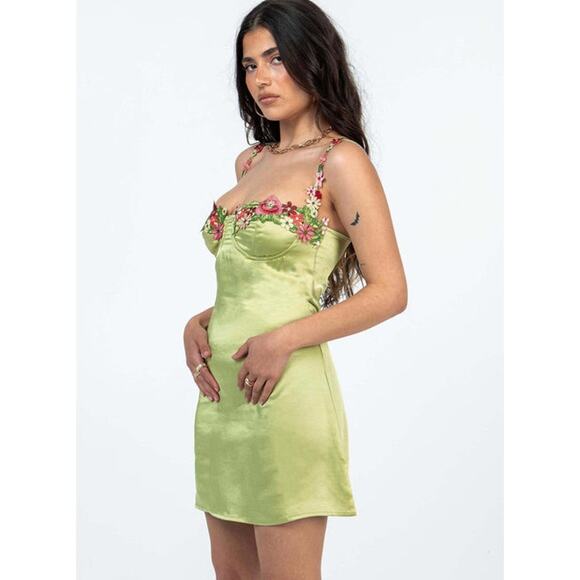 Xtraordinary Floral applique mini going out dress Size Large Fairy Love Island - Picture 3 of 13